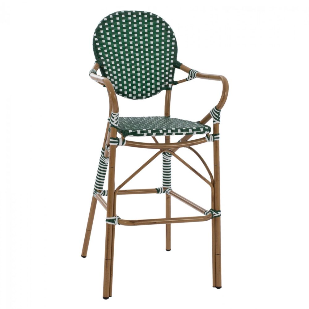 Σκαμπό Μπαρ C5794.01 Αλουμινίου Bamboo Look με Wicker Πράσινο - Λευκό 56x60x126 εκ. Σκαμπό Μπαρ C5794.01 Αλουμινίου Bamboo Look με Wicker Πράσινο - Λευκό 56x60x126 εκ.