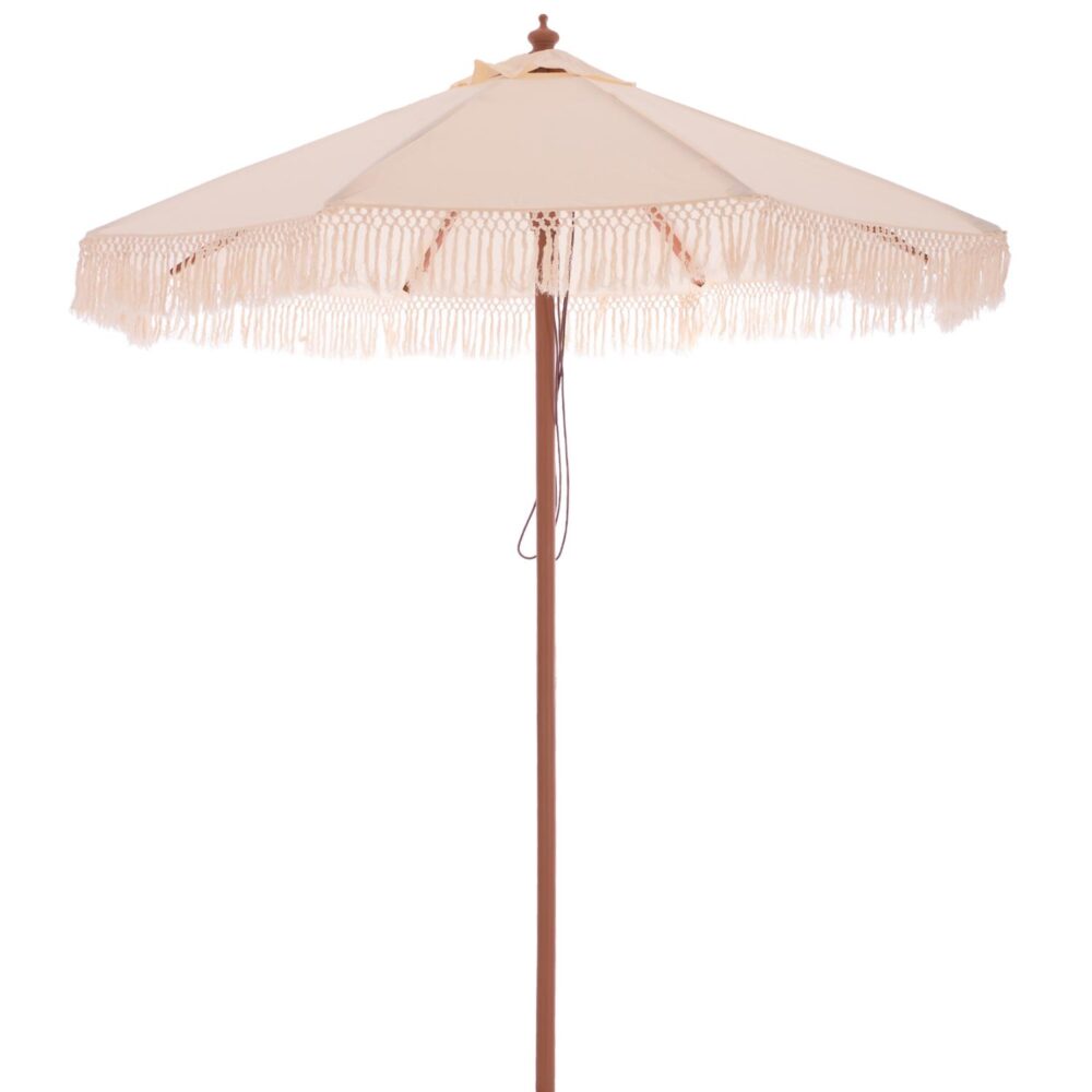 Ομπρέλα επαγγελματική Wagner μακράμε κρόσι μπεζ με ξύλινο σκελετό Φ225x2.60Υ εκ.