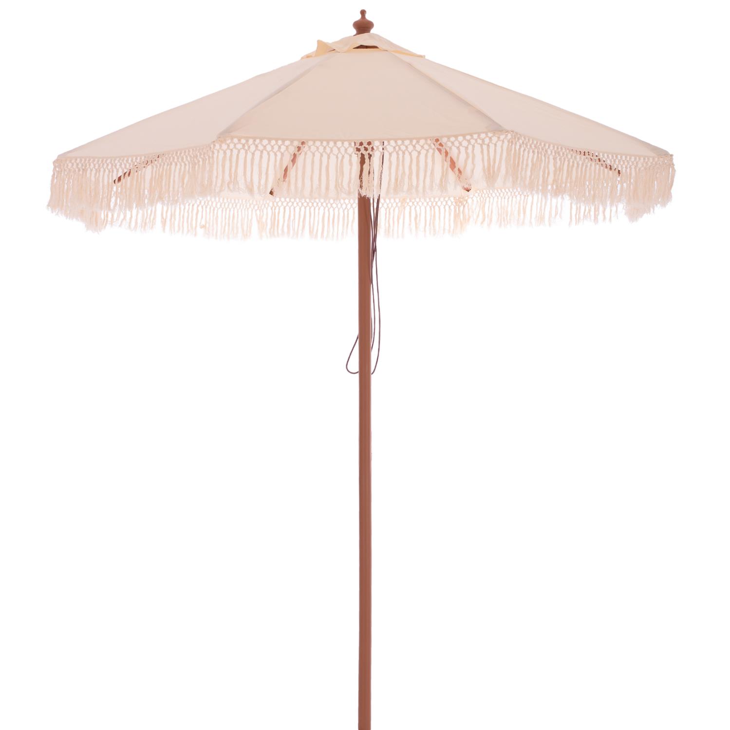 Ομπρέλα επαγγελματική Wagner μακράμε κρόσι μπεζ με ξύλινο σκελετό Φ225x2.60Υ εκ.