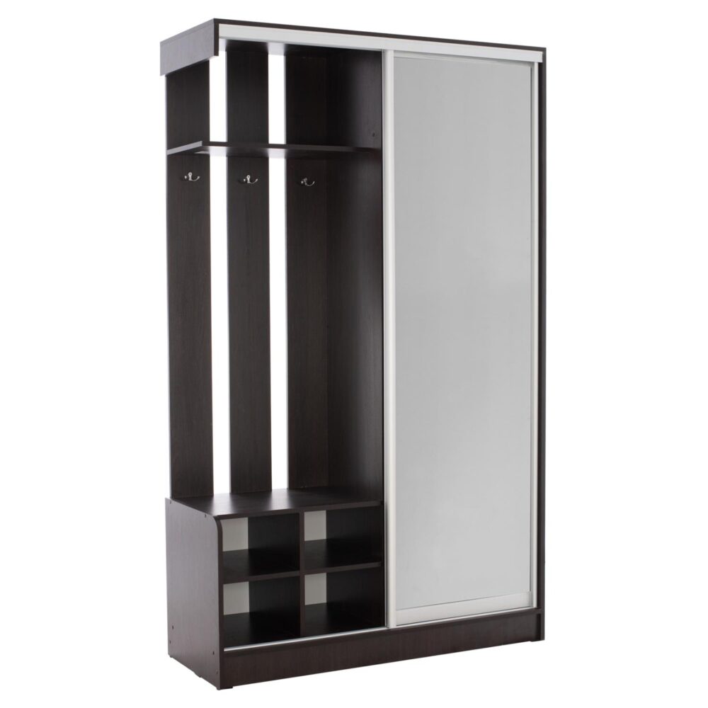 Έπιπλο εισόδου DULCE με Συρόμενη Ντουλάπα και Καθρέπτη Wenge 118x45x210Y εκ.