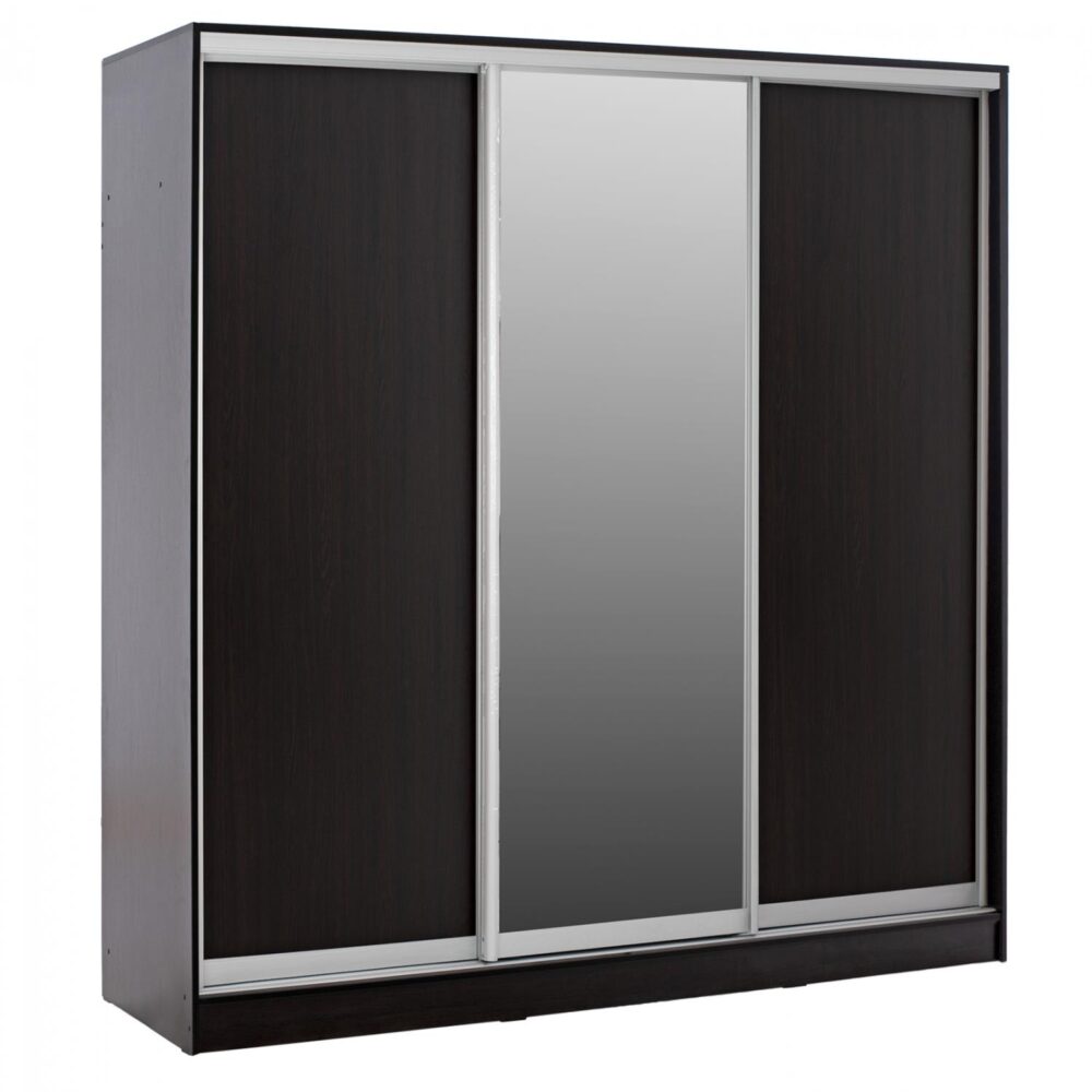 Ντουλάπα Συρόμενη ADLER Τρίφυλλη με Καθρέπτη Wenge 200x60x210Υ εκ.
