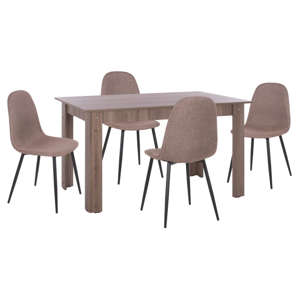 Σετ τραπεζαρίας C11618.07 5 τμχ σε Sonoma oak και Μπέζ ύφασμα