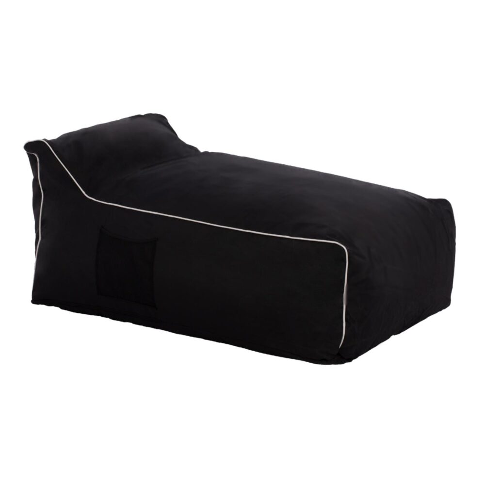 Πουφ Zafer C5772.12 με Textiline Μαύρο και Λευκό Ρέλι 88x128x40-60Υ εκ.