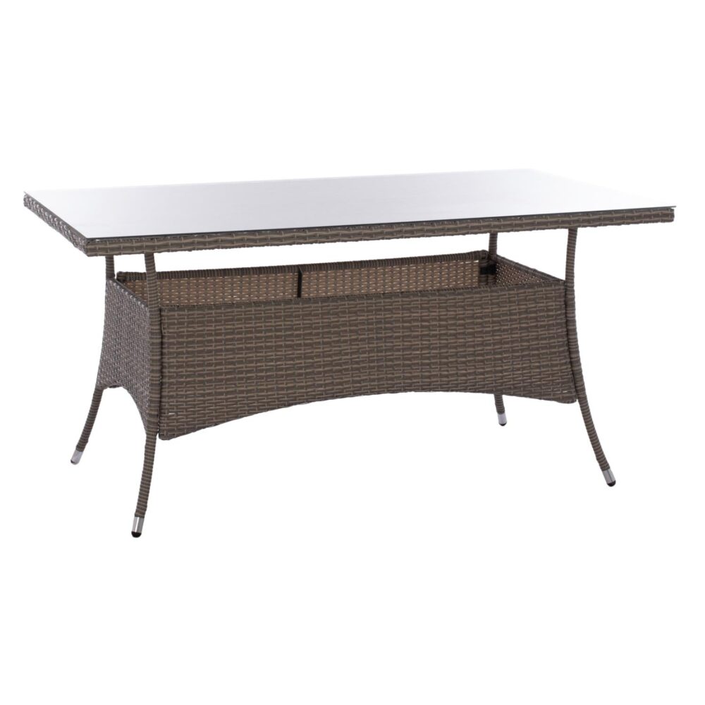 Τραπέζι Minsk μεταλλικό rattan γκρι 150x90x75Υ εκ.