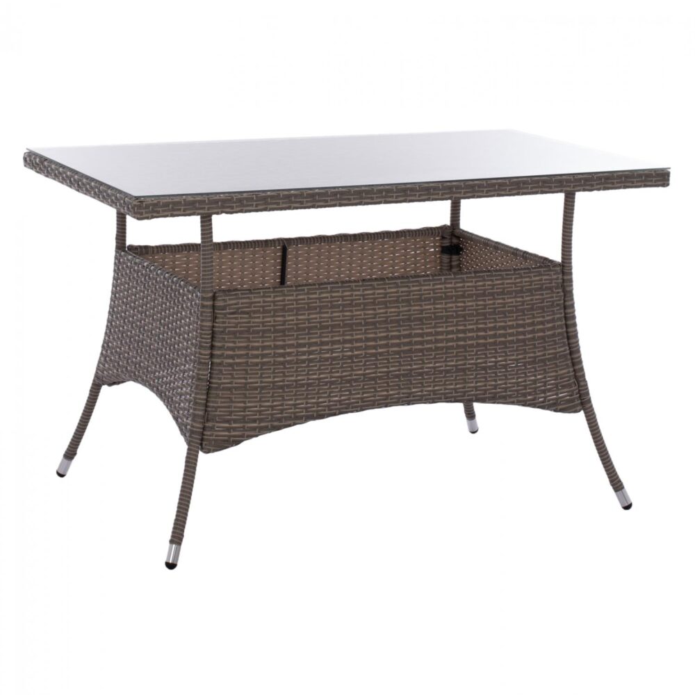 Τραπέζι Military μεταλλικό Rattan γκρι 120x70x75Υ εκ.