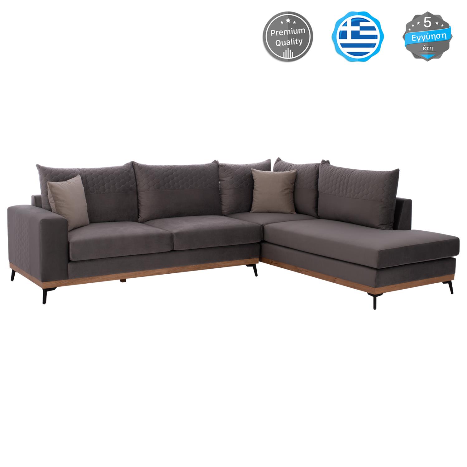 Γωνιακός Καναπές MESINA C3253.01R Δεξιά Γωνία Ύφασμα Αλέκιαστο Γκρί 290x240x94Yεκ. Γωνιακός Καναπές MESINA C3253.01R Δεξιά Γωνία Ύφασμα Αλέκιαστο Γκρί 290x240x94Yεκ.
