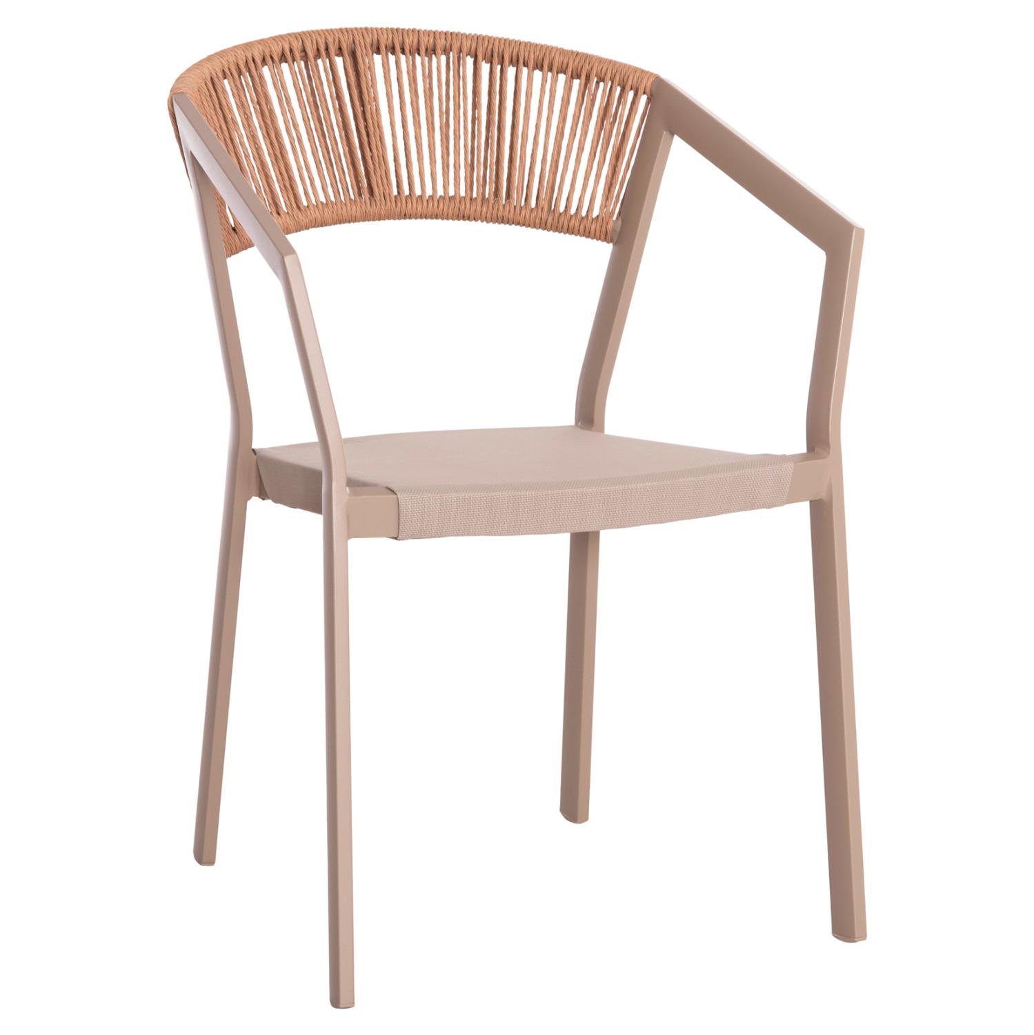 Καρέκλα - Πολυθρόνα MIRI C5891.03 Αλουμινίου Σκελετός - Textline Σαμπανιζέ και Rattan Μπέζ 56x60x81,5Υ εκ.