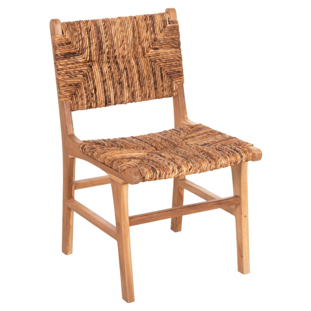 Καρέκλα C9399.11 Ξύλο Teak με Ψάθινη πλάτη και κάθισμα σε Φυσικό 51x60,5x88Yεκ.