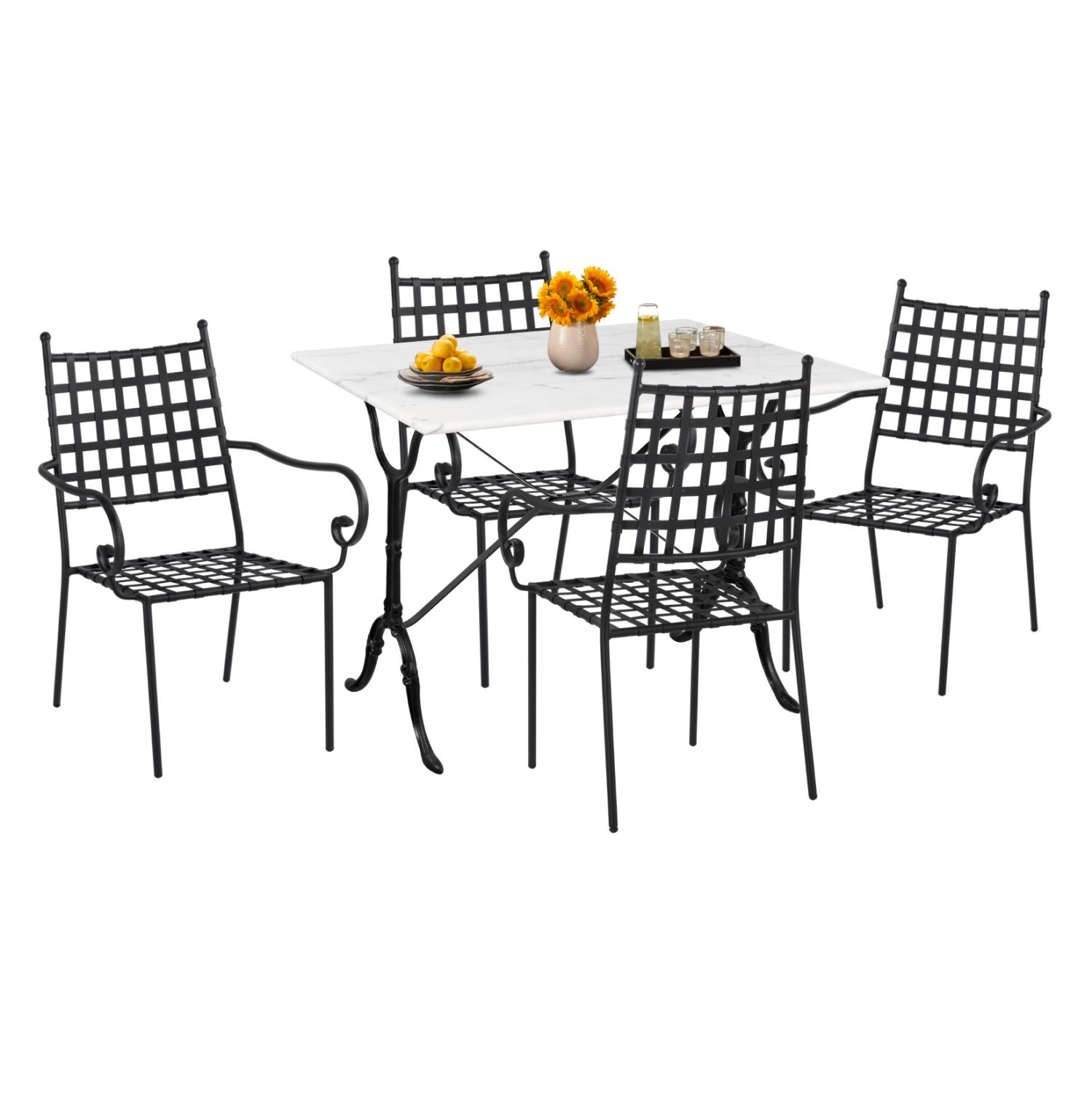 Σετ κήπου Τραπεζαρία HM11874 5 τεμ Μαύρο - Λευκό Μάρμαρο Σετ κήπου Τραπεζαρία HM11874 5 τεμ Μαύρο - Λευκό Μάρμαρο