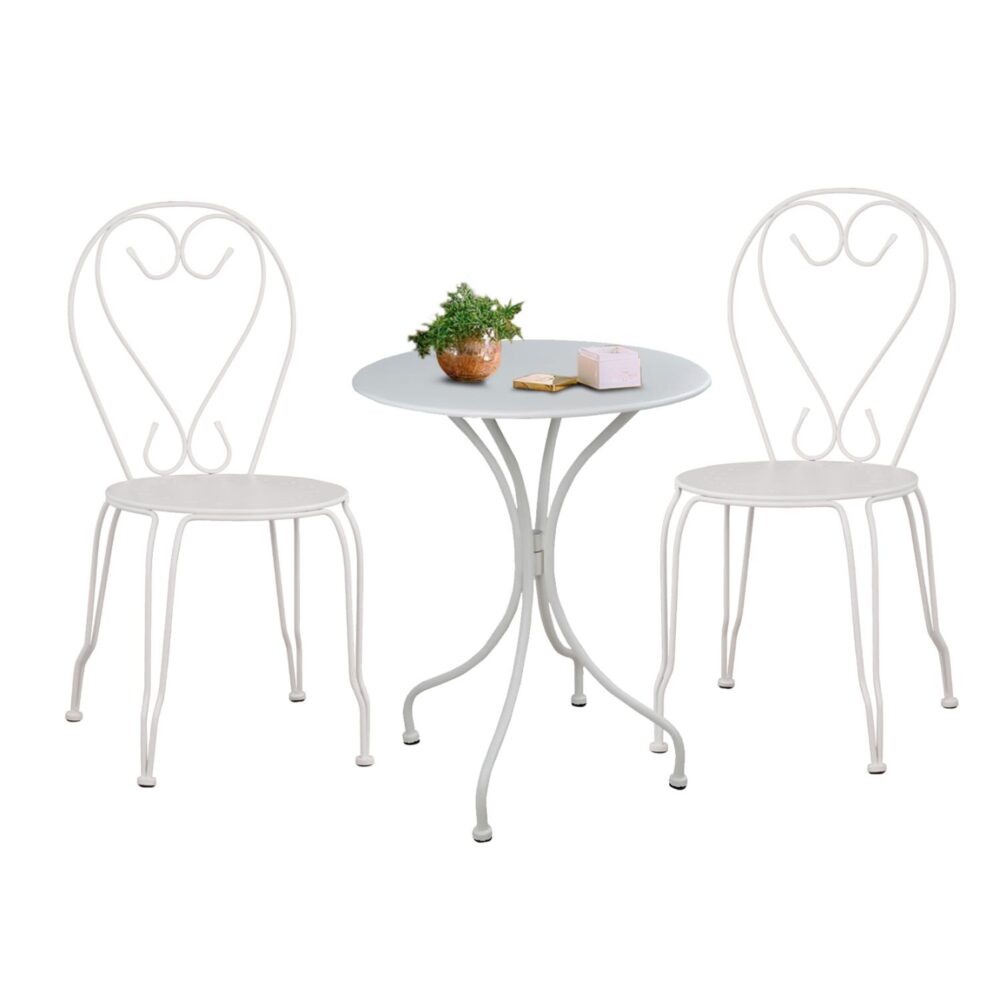 Σετ κήπου Τραπεζαρία C11875 3τεμ Μεταλλικό Λευκό