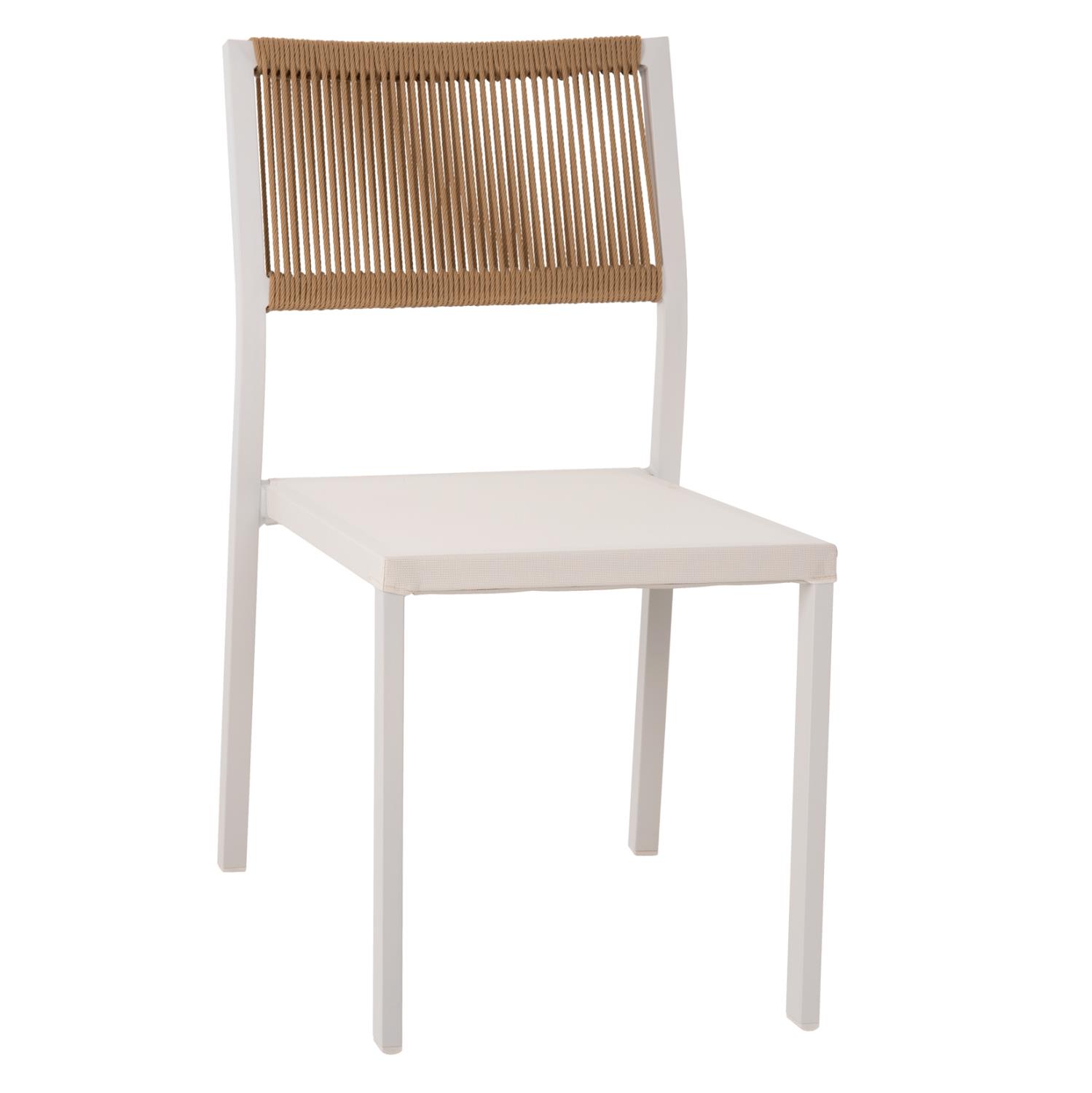 Καρέκλα C5921.02 Αλουμινίου με Rattan & Textline Λευκή - Μπέζ 46x55,5x83Yεκ. Καρέκλα C5921.02 Αλουμινίου με Rattan & Textline Λευκή - Μπέζ 46x55,5x83Yεκ.