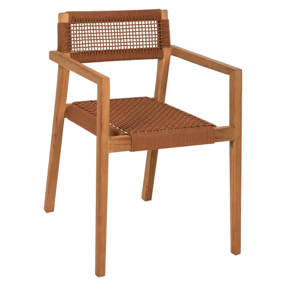 Πολυθρόνα CHARLOTTE Ξύλο Teak Φυσικό και Καφέ Σχοινί 59x54x83Y εκ.