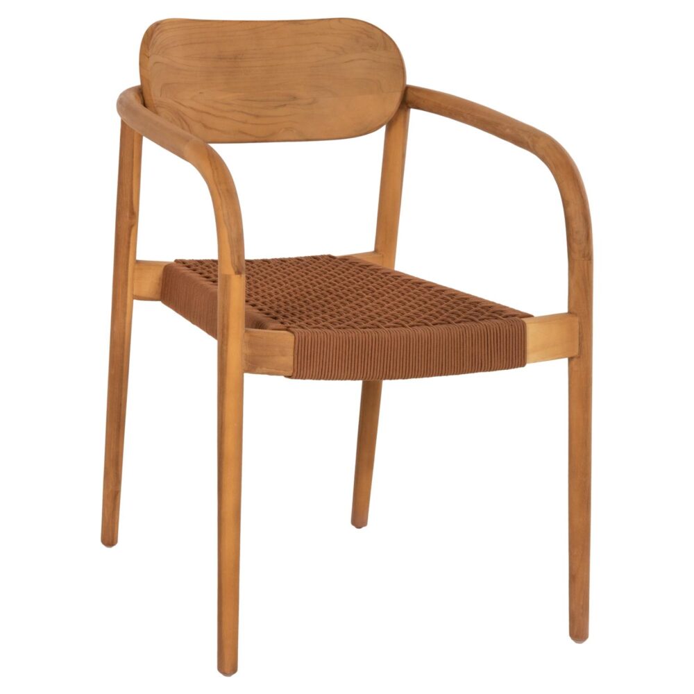 Πολυθρόνα OSLO Ξύλο Teak Φυσικό και Καφέ Σχοινί 55x54x80Yεκ.