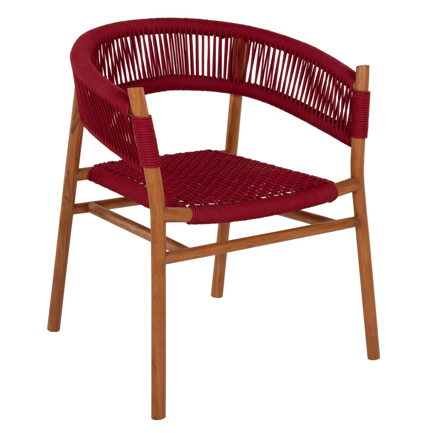 Πολυθρόνα IRVING Ξύλο Teak Φυσικό με Μπορντό Σχοινί 60x55x75Yεκ. Πολυθρόνα IRVING Ξύλο Teak Φυσικό με Μπορντό Σχοινί 60x55x75Yεκ.