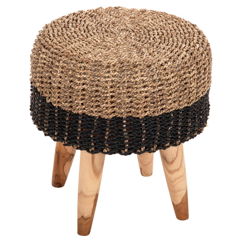 Σκαμπό BEAM απο Ξύλο TEAK και Seagrass σε Φυσικό και Μαύρο Φ43x45Yεκ. Σκαμπό BEAM απο Ξύλο TEAK και Seagrass σε Φυσικό και Μαύρο Φ43x45Yεκ.