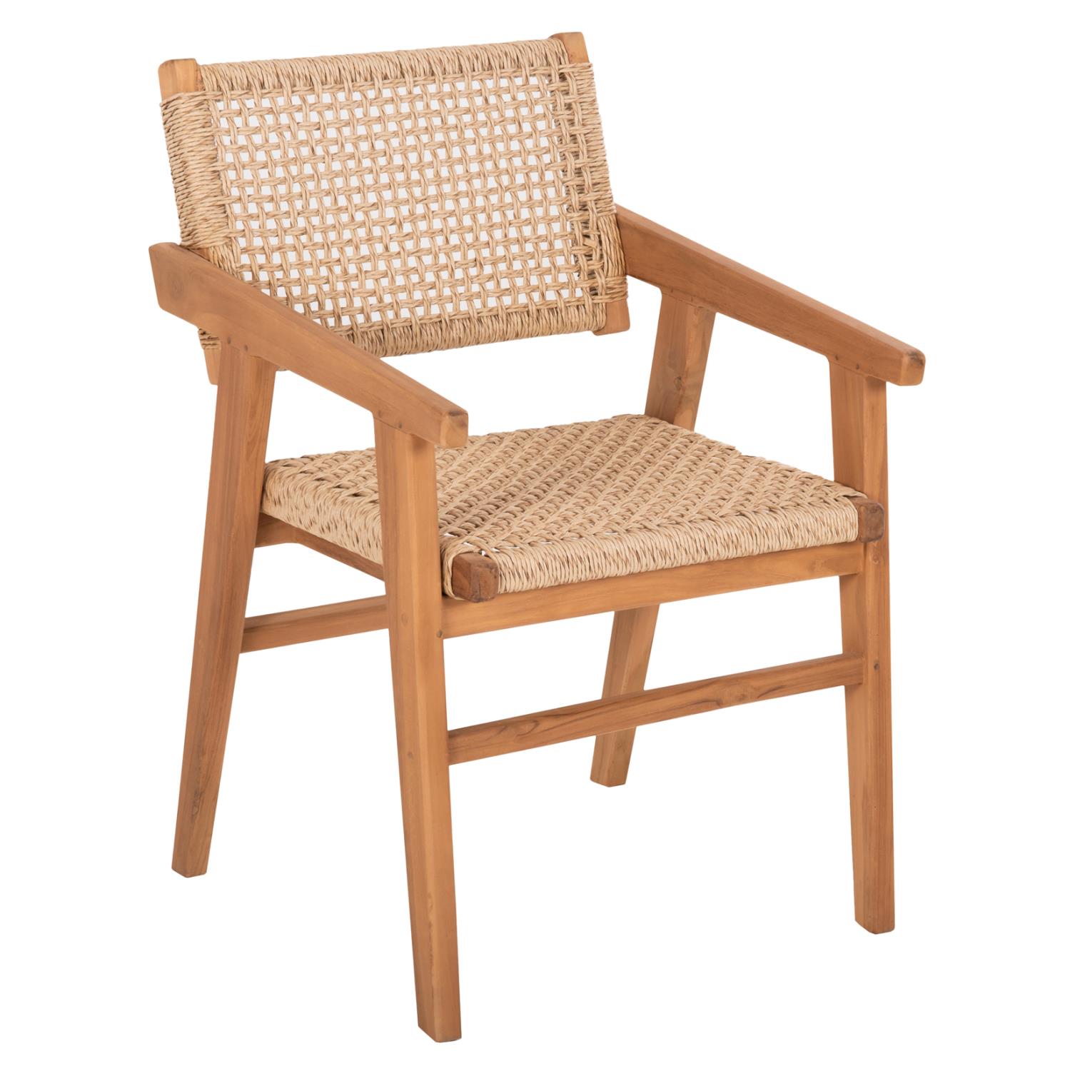 Πολυθρόνα BJORN Μασίφ Ξύλο Teak Φυσικό και Σχοινί 54,5x61x85Yεκ.