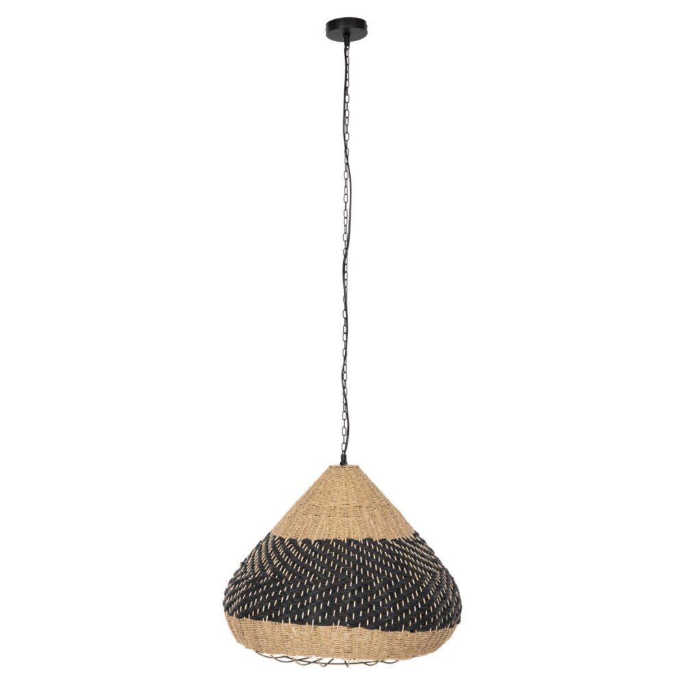 Φωτιστικό Οροφής Κρεμαστό C4354 Φυσικό Rattan - Paper Rope σε Φυσικό -Μαύρο Φ54x42-145Υεκ.