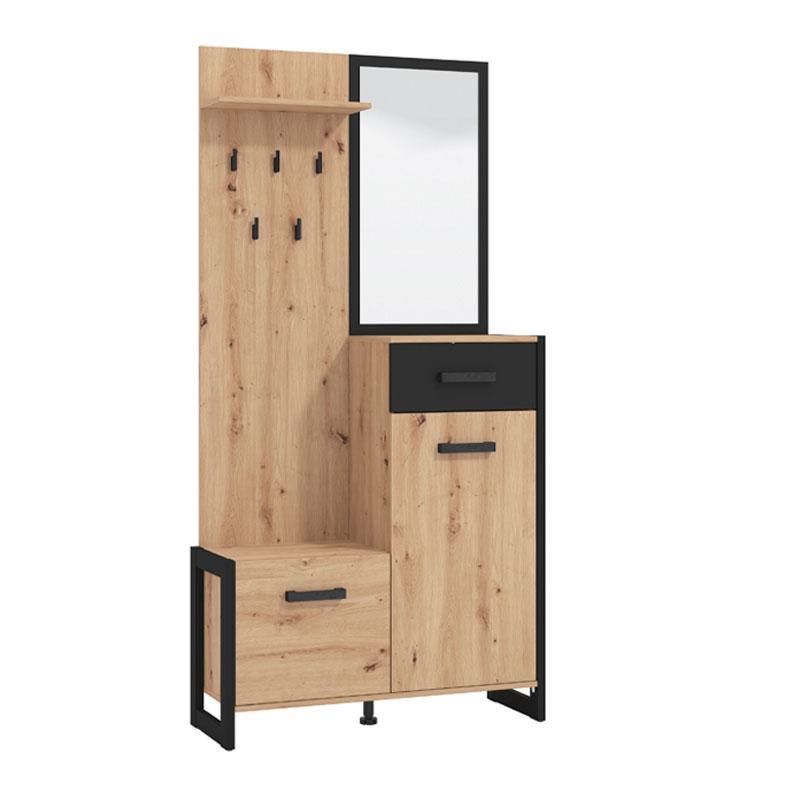 Έπιπλο Χολ Oleron Artisan - Μαύρο - Μαύρο Μάτ 94x33x191 εκ. Έπιπλο Χολ Oleron Artisan - Μαύρο - Μαύρο Μάτ 94x33x191 εκ.