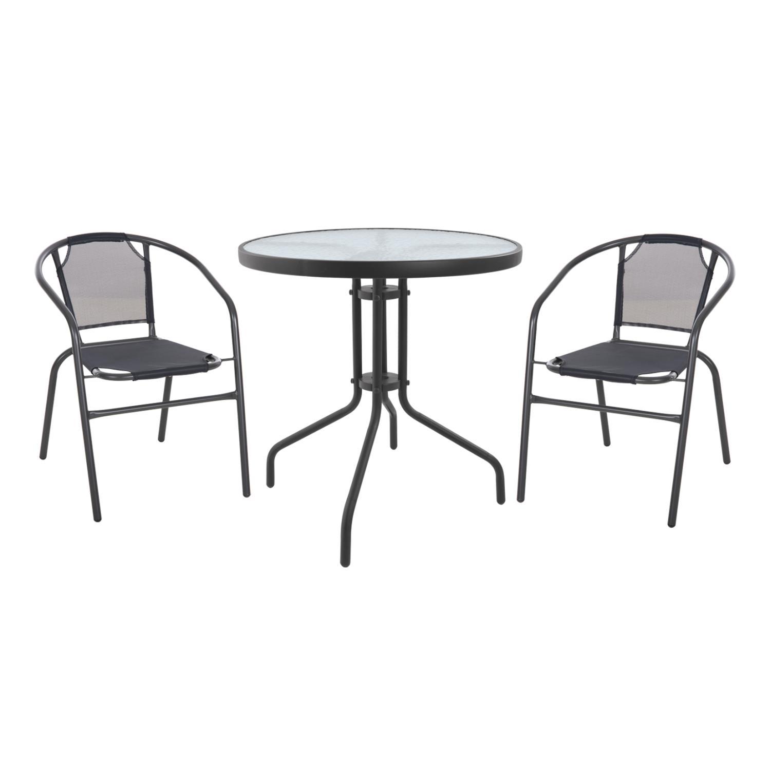 Σετ Κήπου Τραπεζαρία HM10712 3 τεμ Γκρί Μέταλλο & Textline Σετ Κήπου Τραπεζαρία HM10712 3 τεμ Γκρί Μέταλλο & Textline