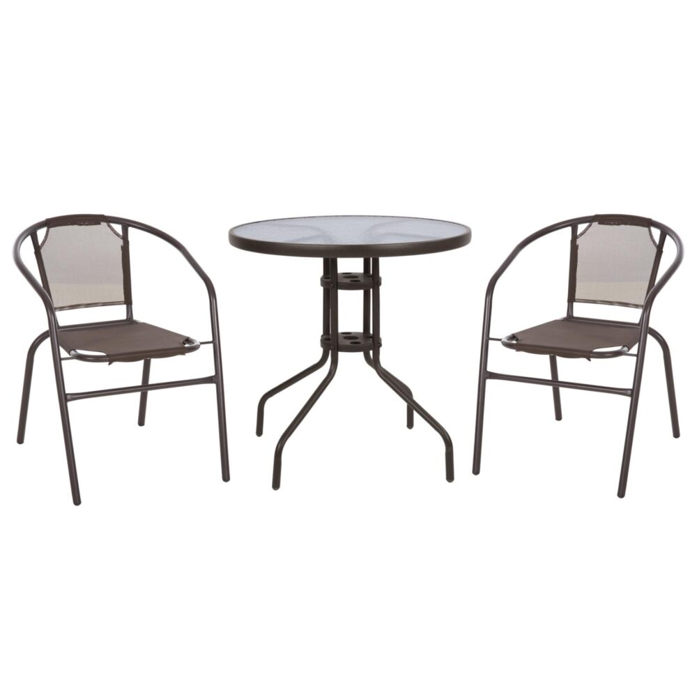 Σετ Κήπου Τραπεζαρία HM10712 3 τεμ Καφέ Μέταλλο & Textline