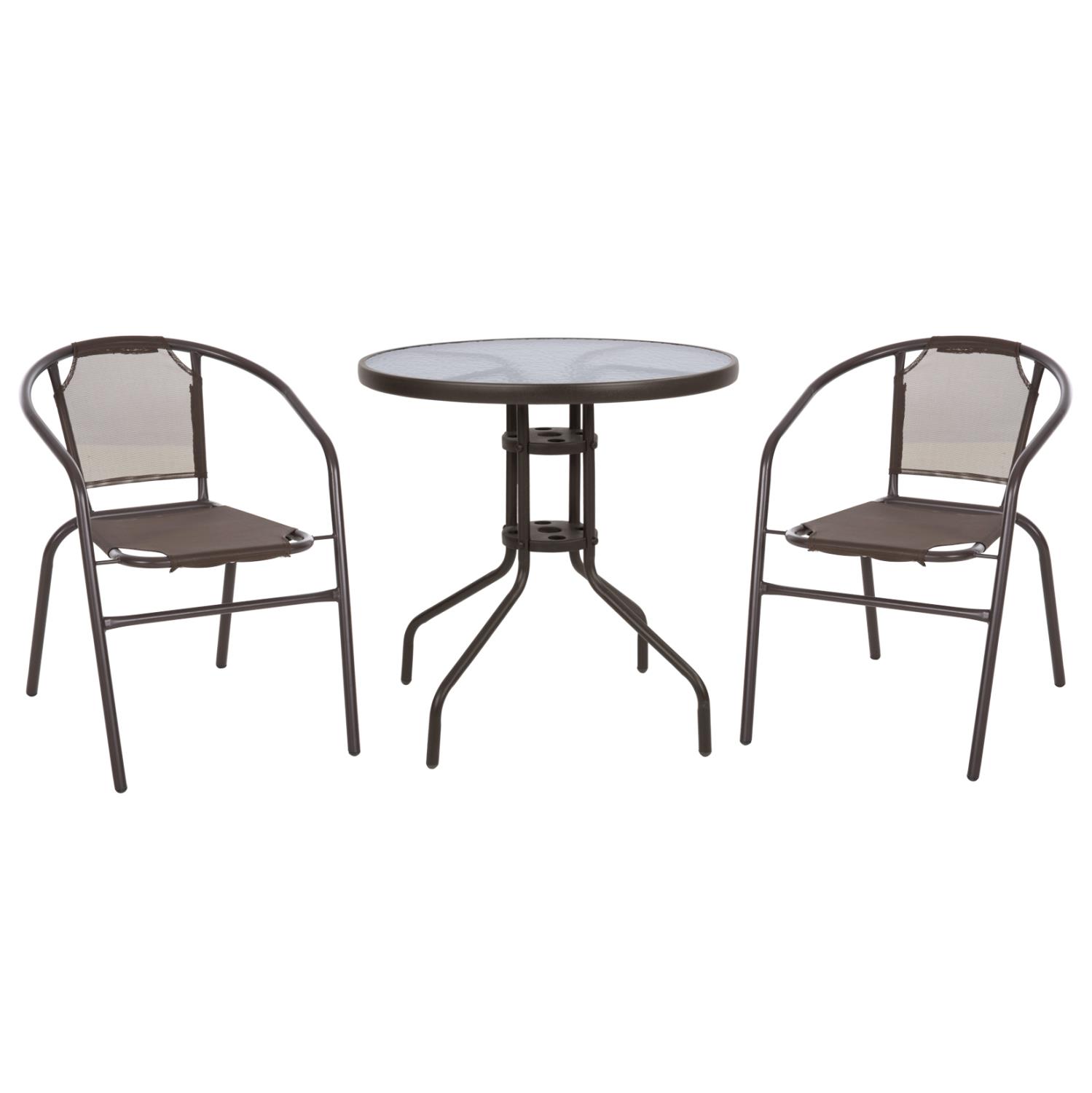 Σετ Κήπου Τραπεζαρία HM10712 3 τεμ Καφέ Μέταλλο & Textline