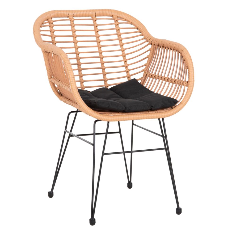 Καρέκλα - Πολυθρόνα ALLEGRA C5450.31 Μεταλλική με Wicker Μπέζ και Μαξιλάρι 58x59x82Υ εκ.
