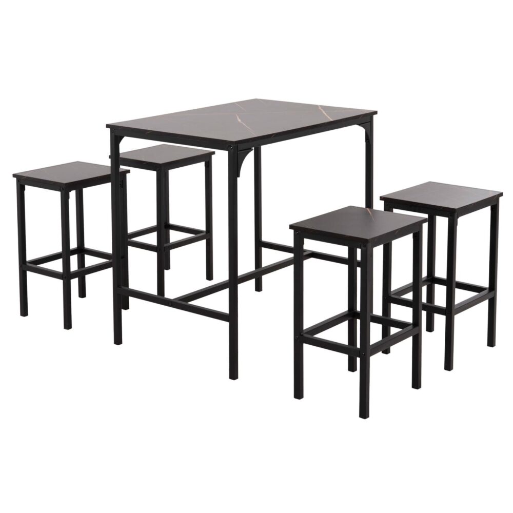 Σετ τραπεζαρίας Μπαρ BOXY C9882.13 5 τεμ. με Μάυρο Μέταλλο - Μελαμίνη Μαύρο Μάρμαρο Σετ τραπεζαρίας Μπαρ BOXY C9882.13 5 τεμ. με Μάυρο Μέταλλο - Μελαμίνη Μαύρο Μάρμαρο