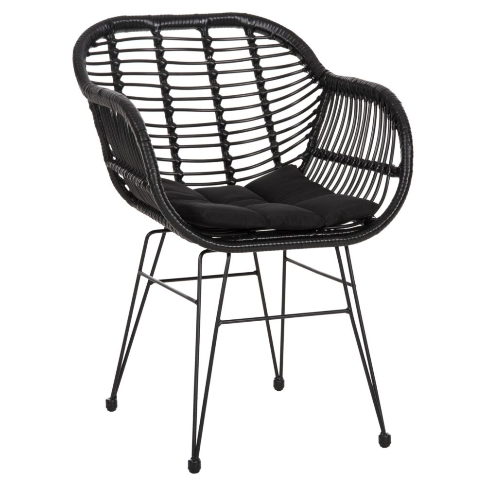 Καρέκλα Πολυθρόνα ALLEGRA C5450.32 Μεταλλική με Μαύρο Wicker & Μαξιλάρι 58x59x82Υεκ.