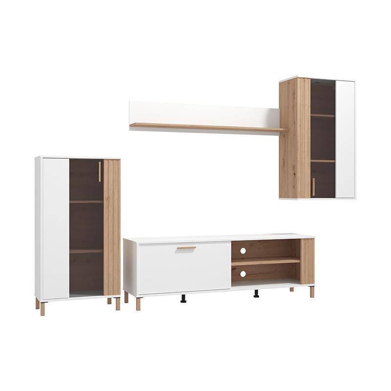 Κέντρο Ψυχαγωγίας - Σύνθεση Bastia Artisan Oak - Λευκό 281x40x170 εκ. Κέντρο Ψυχαγωγίας - Σύνθεση Bastia Artisan Oak - Λευκό 281x40x170 εκ.