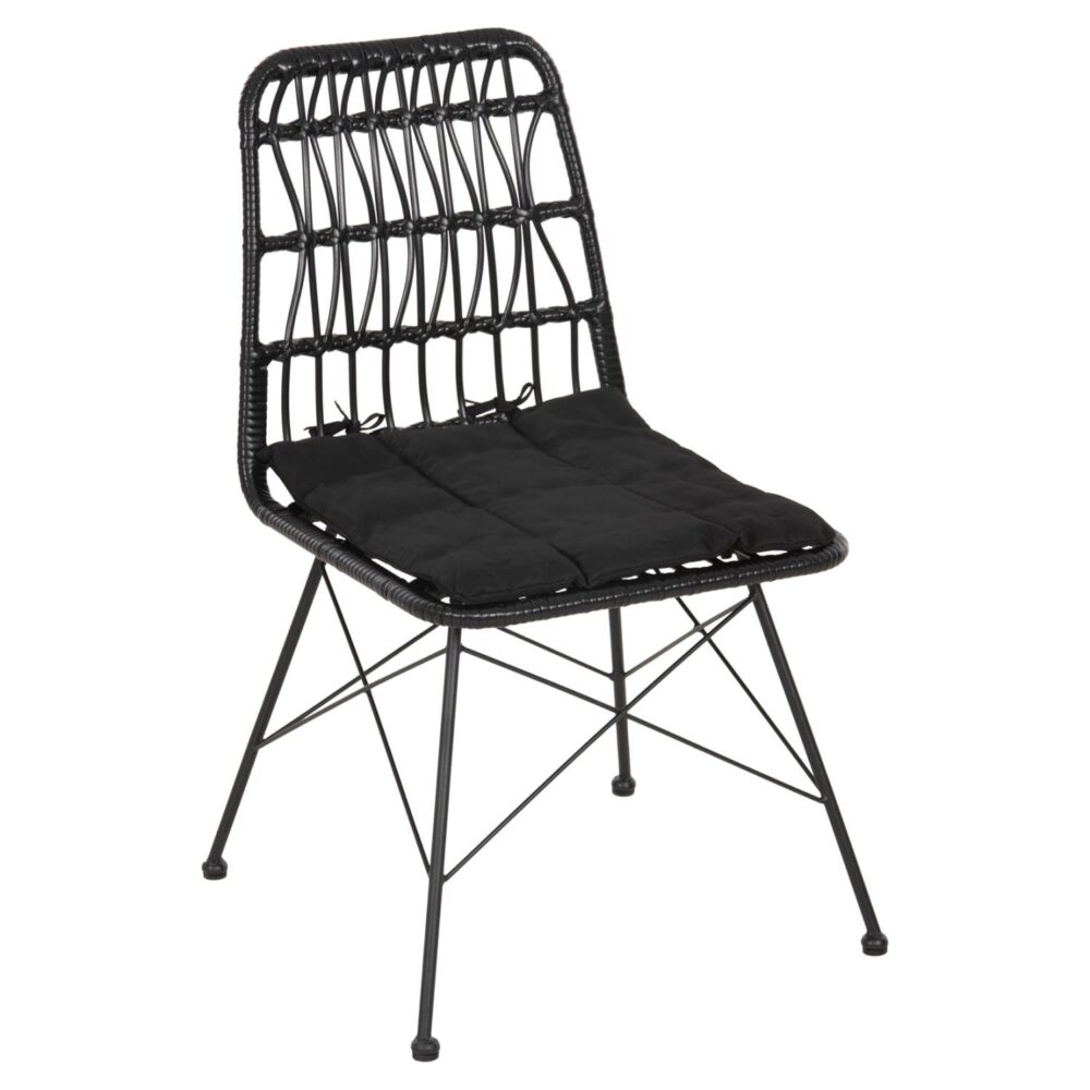 Καρέκλα ALLEGRA C5453.12 Μεταλλική με Μαξιλάρι και Wicker Μαύρο 52x52x83,5Yεκ. Καρέκλα ALLEGRA C5453.12 Μεταλλική με Μαξιλάρι και Wicker Μαύρο 52x52x83,5Yεκ.