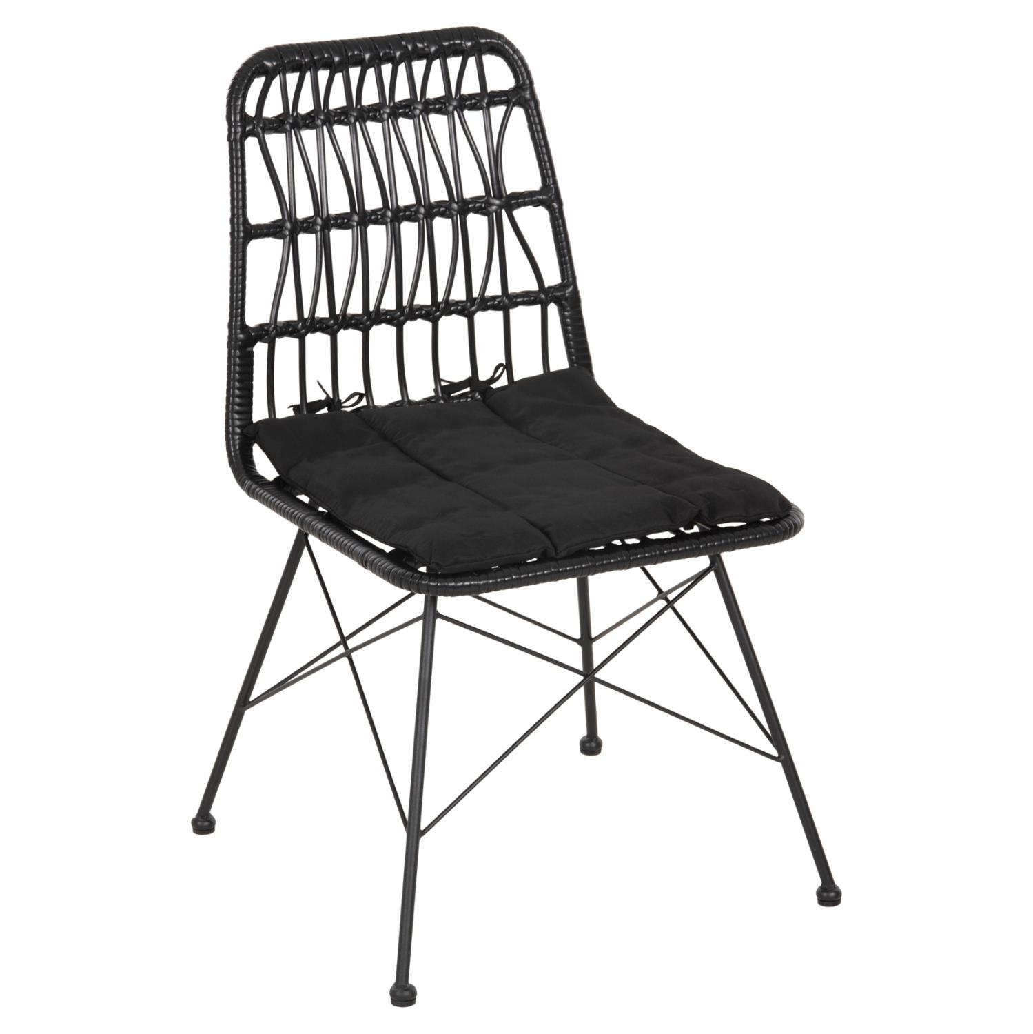 Καρέκλα ALLEGRA C5453.12 Μεταλλική με Μαξιλάρι και Wicker Μαύρο 52x52x83,5Yεκ. Καρέκλα ALLEGRA C5453.12 Μεταλλική με Μαξιλάρι και Wicker Μαύρο 52x52x83,5Yεκ.