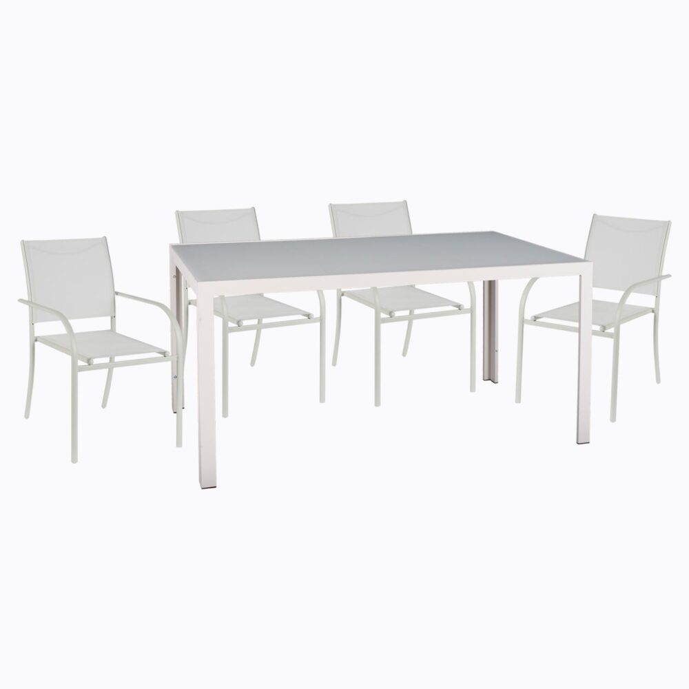 Σετ κήπου Τραπεζαρία OFER 5 τεμ Μέταλλο Λευκό