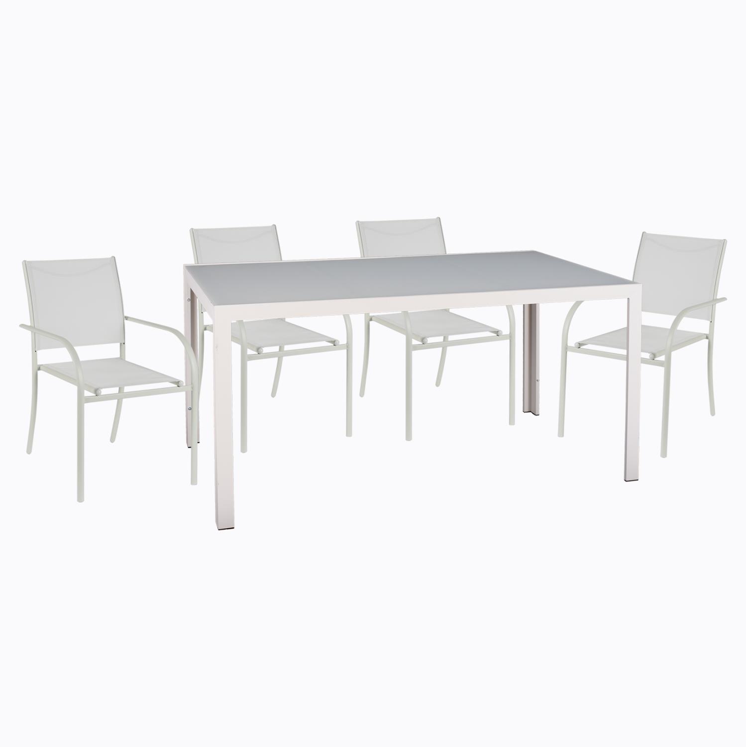 Σετ κήπου Τραπεζαρία OFER 5 τεμ Μέταλλο Λευκό