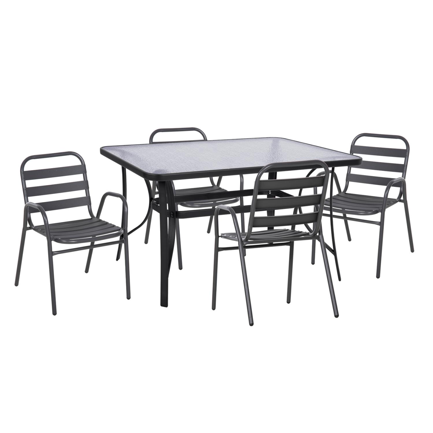 Σετ κήπου Τραπεζαρία PRELUDE C21032 5τεμ Γκρί Μέταλλο - Αλουμίνιο