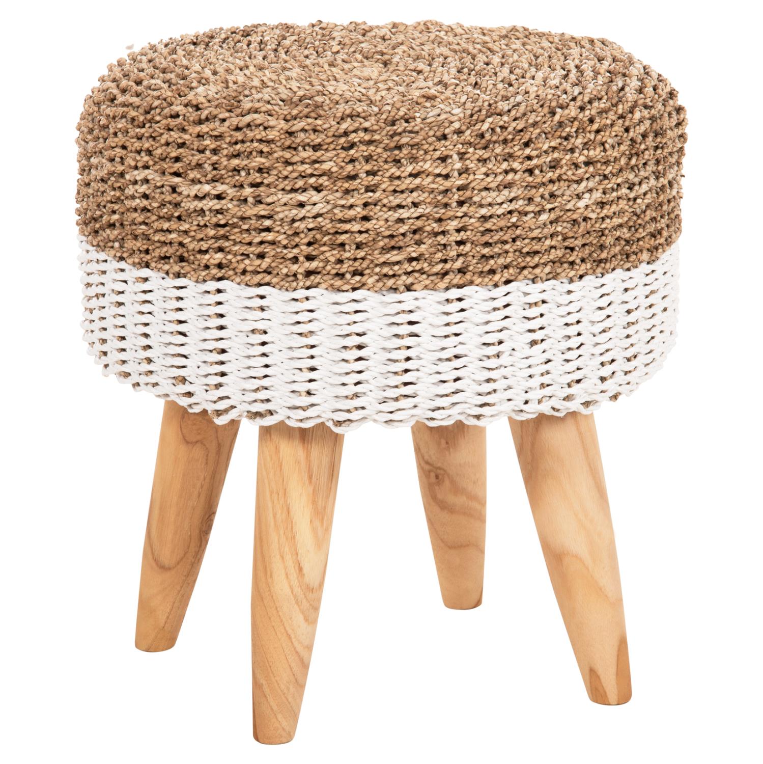 Σκαμπό BEAM απο Ξύλο TEAK και Seagrass σε Φυσικό και Λευκό Φ42x46Yεκ. Σκαμπό BEAM απο Ξύλο TEAK και Seagrass σε Φυσικό και Λευκό Φ42x46Yεκ.