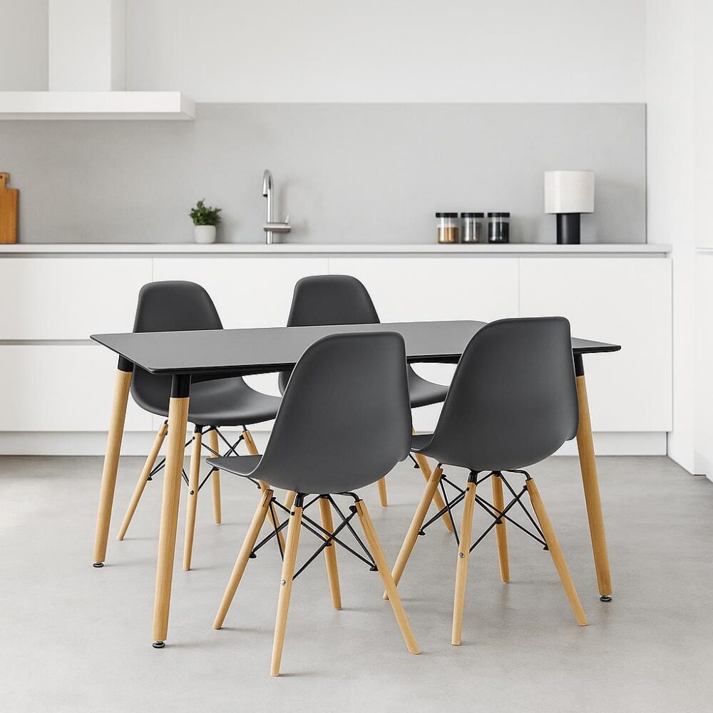 Σετ Τραπεζαρίας Natali-Julita 5τεμ μαύρο-φυσικό 120x80x76εκ