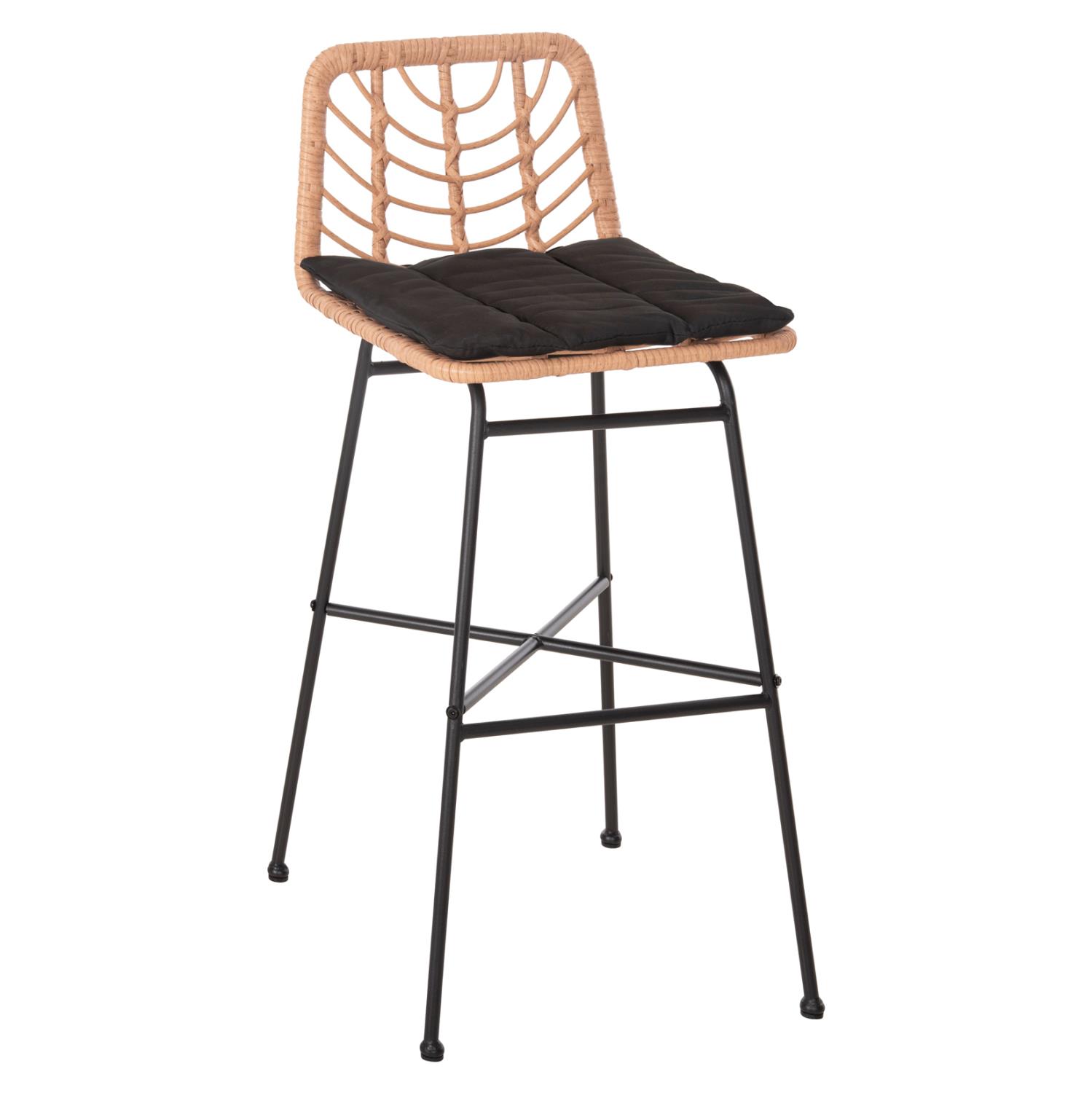 Σκαμπό Μπαρ GERALD C5706.11 Μεταλλικό Ψηλό με Μπεζ Wicker & Μαύρο Μαξιλάρι 49x50x101Υεκ. Σκαμπό Μπαρ GERALD C5706.11 Μεταλλικό Ψηλό με Μπεζ Wicker & Μαύρο Μαξιλάρι 49x50x101Υεκ.