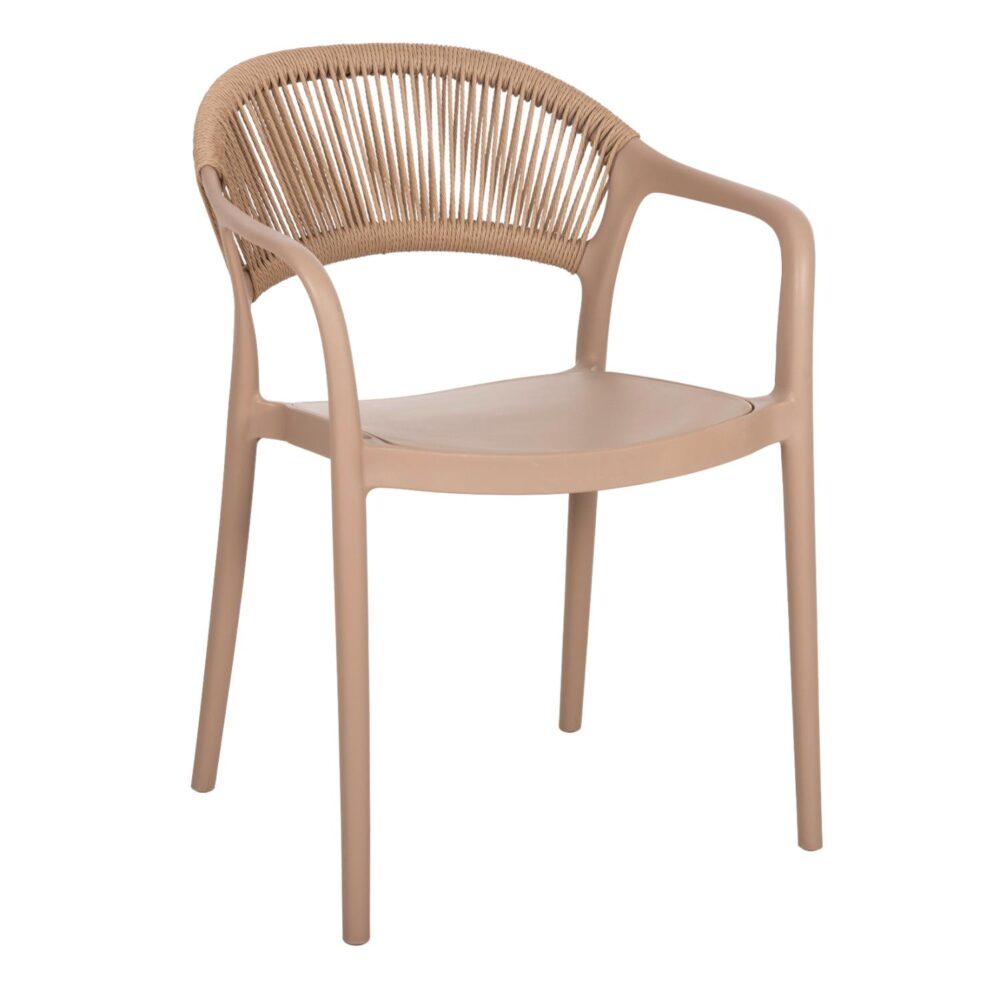 ΠΚαρέκλα - Πολυθρόνα EVA C6155.03 Καπουτσίνο Πολυπροπυλενίου με Μπέζ Σχοινί 56,5x53x80Υ εκ.