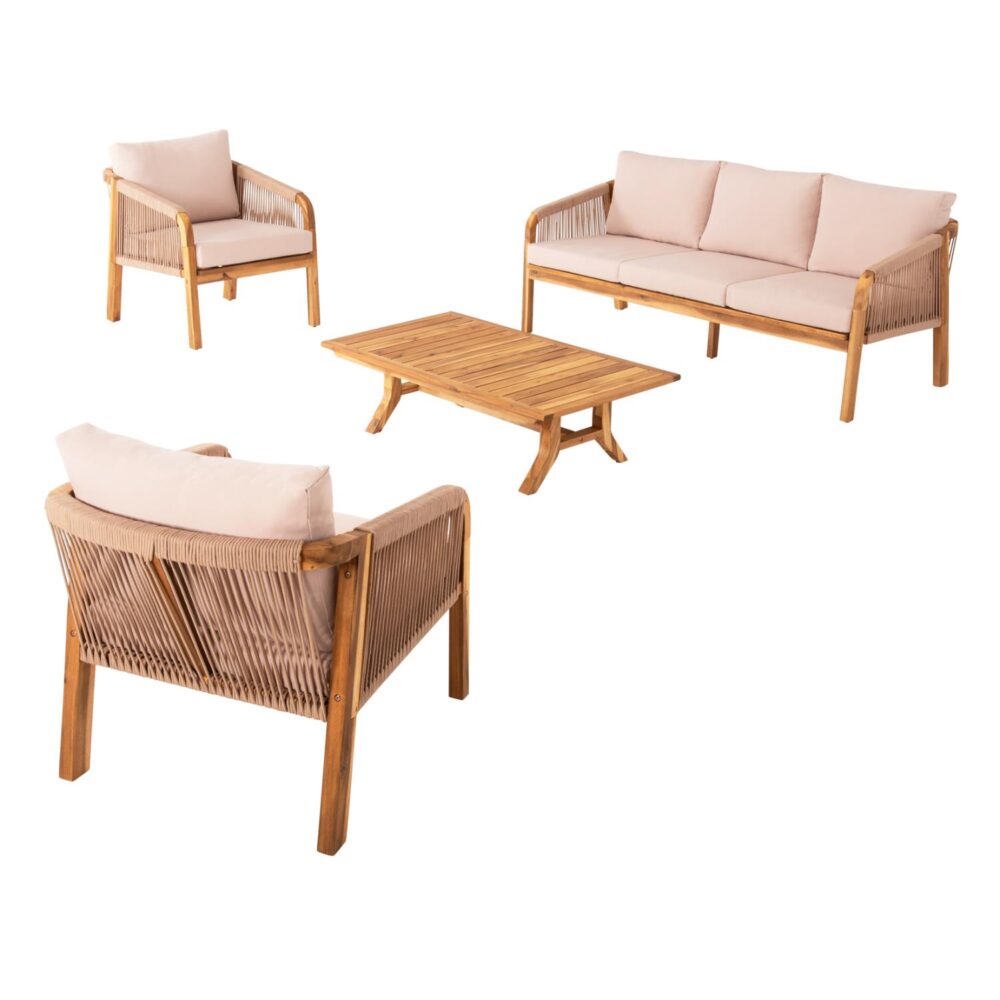 Σετ κήπου Σαλόνι ROSSWELL C6084.02 4τεμ με Ξύλο Ακακίας - Σχοινί - Μπέζ Μαξιλάρια Σετ κήπου Σαλόνι ROSSWELL C6084.02 4τεμ με Ξύλο Ακακίας - Σχοινί - Μπέζ Μαξιλάρια