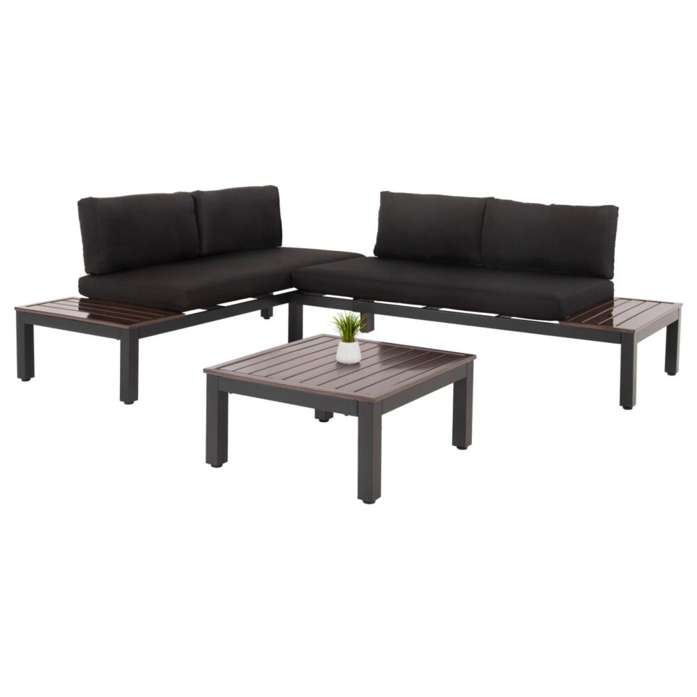 Σετ Κήπου Καναπές Γωνία DEX 3 τεμ Πολυμορφικό Αλουμινίου Ανθρακί με Μαύρα Μαξιλάρια Σετ Κήπου Καναπές Γωνία DEX 3 τεμ Πολυμορφικό Αλουμινίου Ανθρακί με Μαύρα Μαξιλάρια