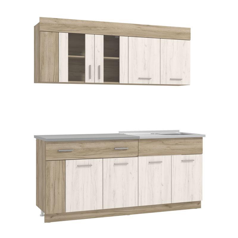 Έτοιμη Σύνθεση κουζίνας LEONA 180 Grey oak - White oak 180x60x200 εκ. Έτοιμη Σύνθεση κουζίνας LEONA 180 Grey oak - White oak 180x60x200 εκ.