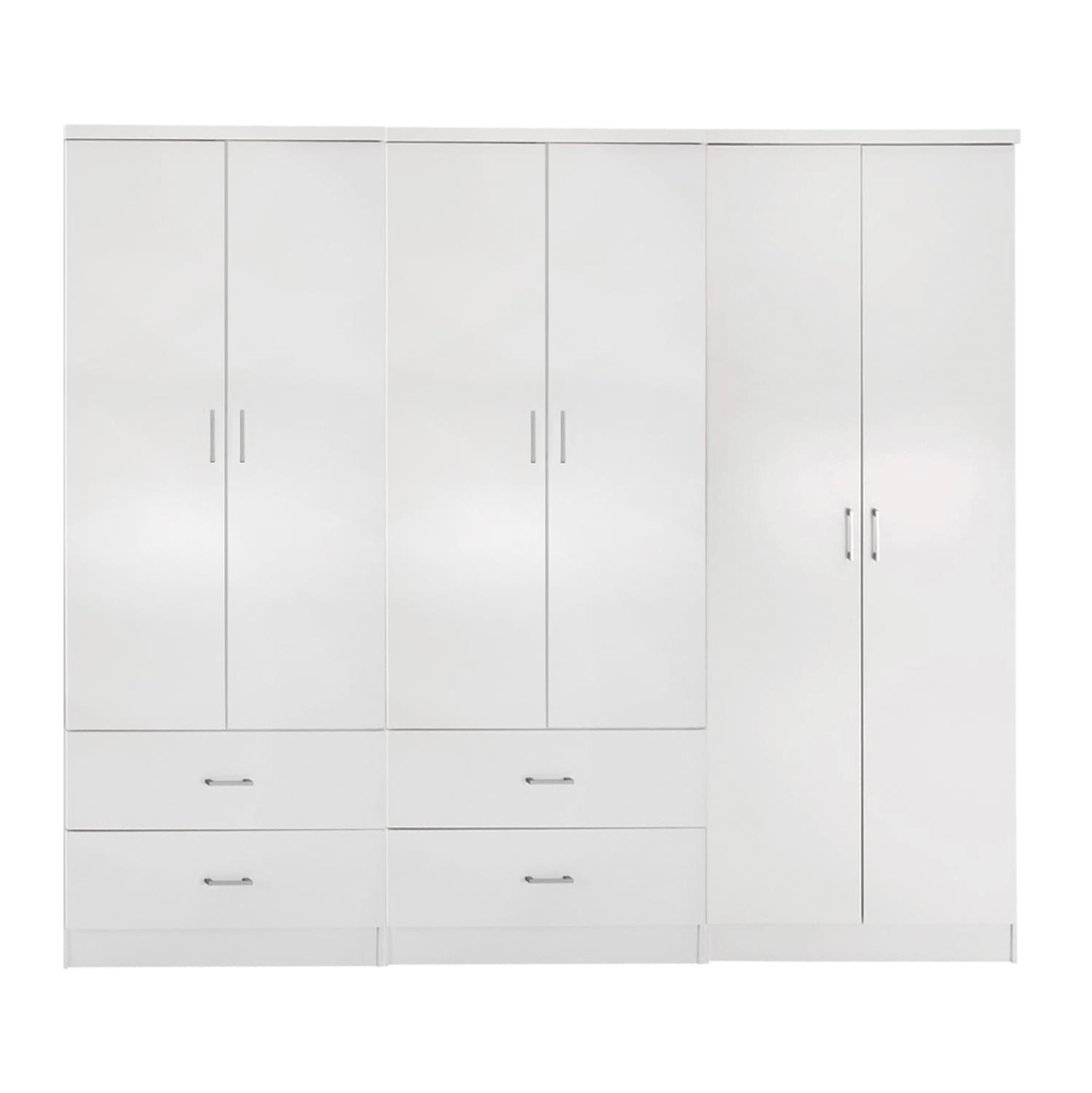 Ντουλάπα REINA Εξάφυλλη με 4 Συρτάρια σε Μελαμίνη Λευκό 240x43x181Υεκ. Ντουλάπα REINA Εξάφυλλη με 4 Συρτάρια σε Μελαμίνη Λευκό 240x43x181Υεκ.