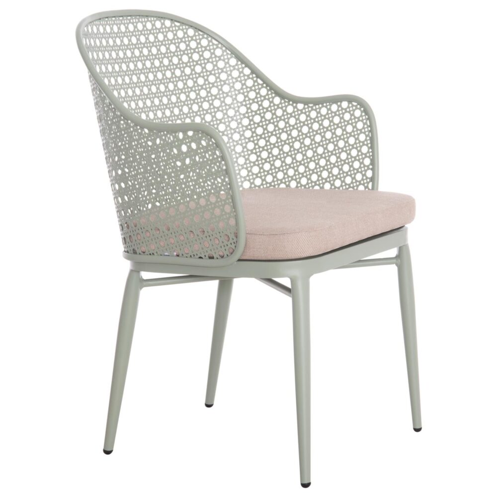 Καρέκλα - Πολυθρόνα OREGO C6268.06 Αλουμινίου Φυστικί με Μαξιλάρι Γκρί 56x59x81Υ εκ.