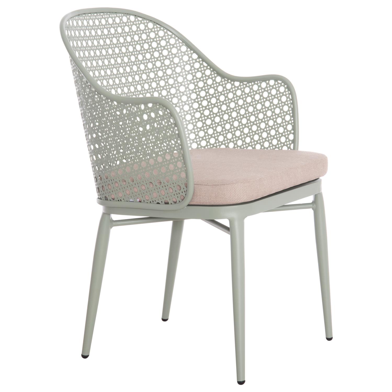 Καρέκλα - Πολυθρόνα OREGO C6268.06 Αλουμινίου Φυστικί με Μαξιλάρι Γκρί 56x59x81Υ εκ.