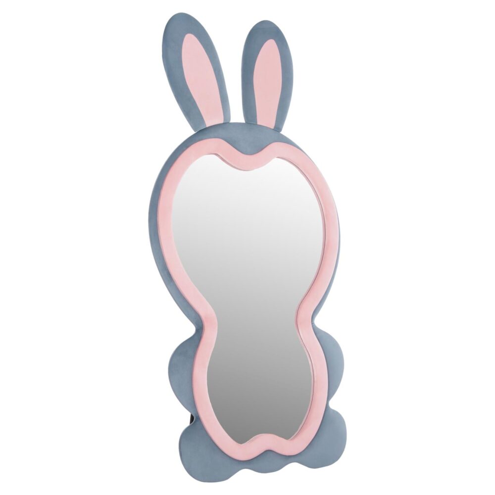 Καθρέπτης Δαπέδου Παιδικός BUNNY Mdf Ρόζ και Μπλέ - Μαύρο Stand 80x3,5x162Υ εκ.