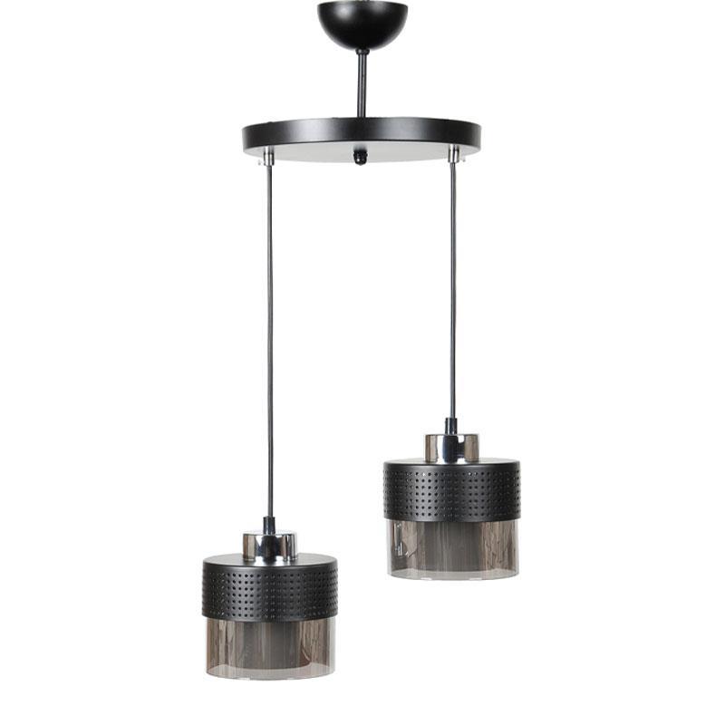 Δίφωτο Κρεμαστό Φωτιστικό Οροφής C312 Fylliana Ασημί Ε27 25x75 εκ.