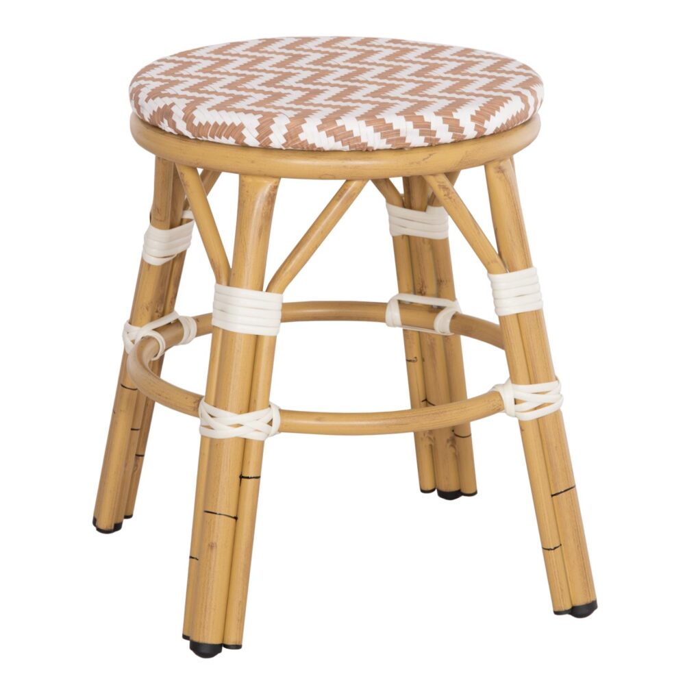 Σκαμπό CHINO C6285.04 Αλουμινίου Bamboo Look με Λευκό - Καφέ Textilene Φ36x46Υ εκ. Σκαμπό CHINO C6285.04 Αλουμινίου Bamboo Look με Λευκό - Καφέ Textilene Φ36x46Υ εκ.