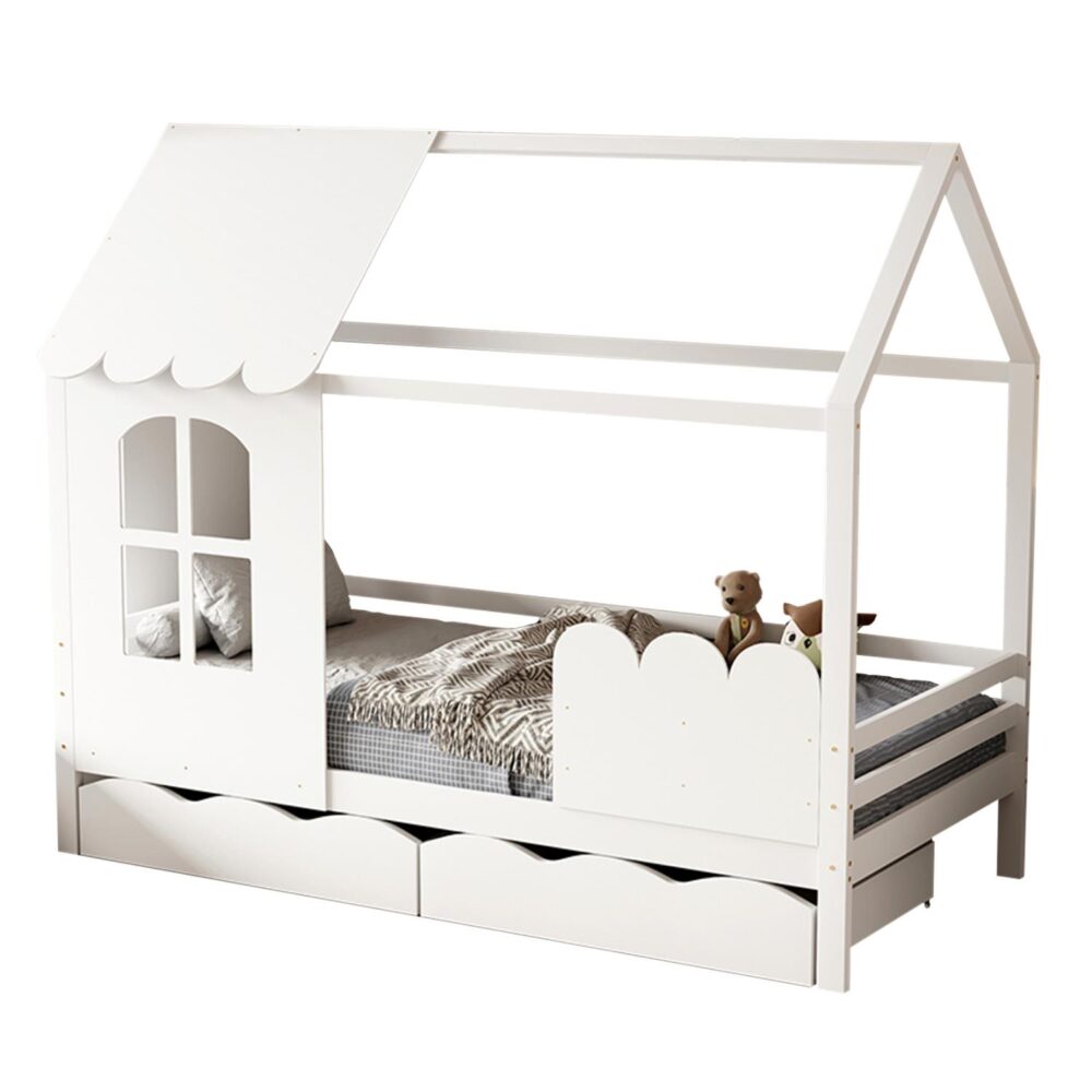 Κρεβάτι παιδικό DOMER με Συρτάρια τύπου Montessori Ξύλο Πεύκου Λευκό 90x190 εκ. Κρεβάτι παιδικό DOMER με Συρτάρια τύπου Montessori Ξύλο Πεύκου Λευκό 90x190 εκ.