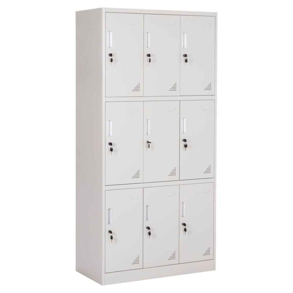 Ντουλάπα - Φοριαμός MALMOE C5636.11 Μεταλλικός με 9 Ντουλάπια με Κλειδαριές Γκρί 90x45x185Υ εκ.