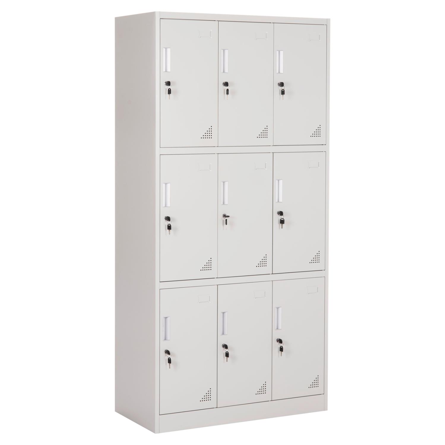 Ντουλάπα - Φοριαμός MALMOE C5636.11 Μεταλλικός με 9 Ντουλάπια με Κλειδαριές Γκρί 90x45x185Υ εκ.